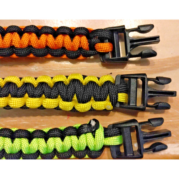 Multi Colored Paracord Hand-Woven Chinese Knot Bracelets Unisex Set of 3 Neon - Picture 3 of 5